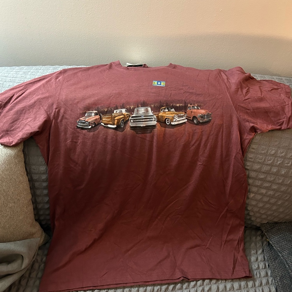 Outdoor Life XXLT maroon tee shirt with Chevy trucks